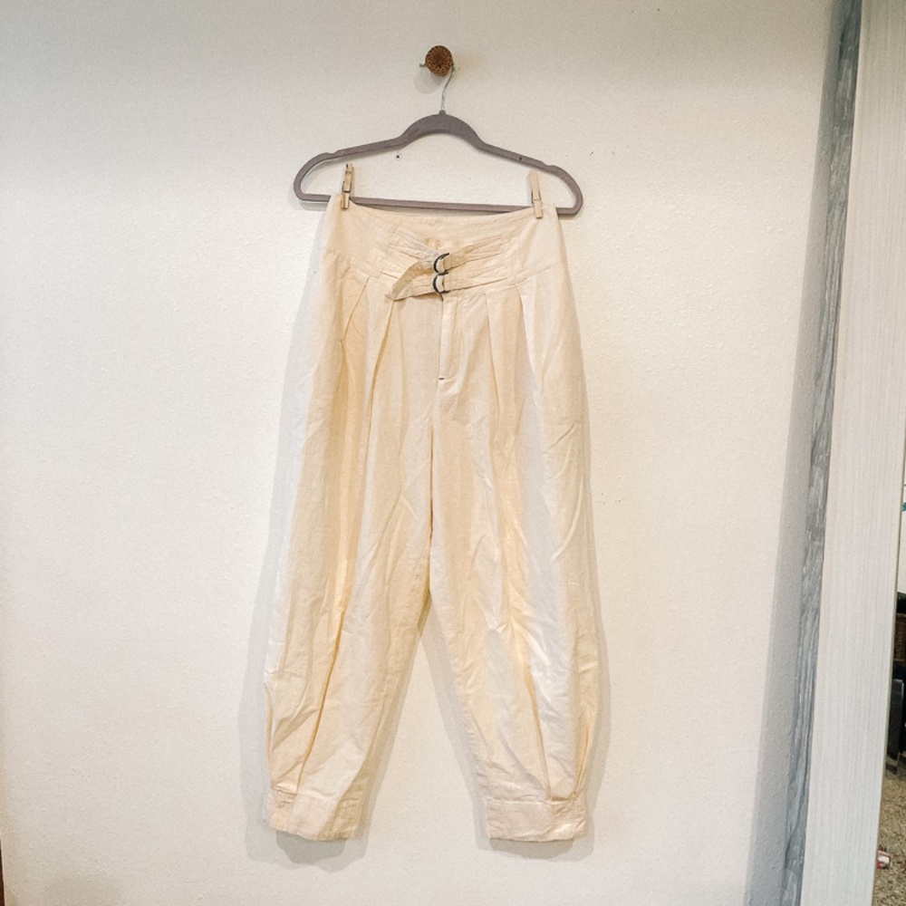 Free People High Waisted Parachute Pants- Cream